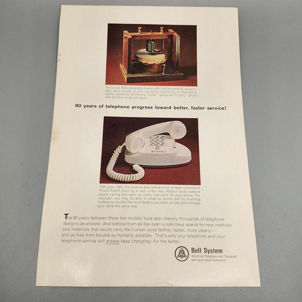 Bell System Magazine Ad 1965 Touch-Tone Phone Mid-Century Modern
